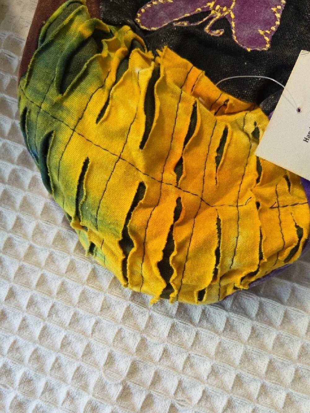 Patchwork Butterfly Cap in Yellow, Purple, Green